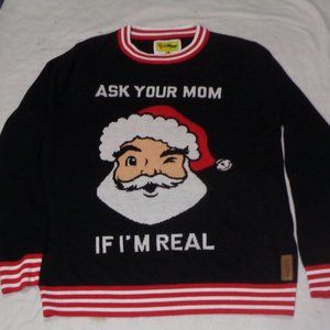 Tipsy Elves Ask Your Mom If I’m Real Santa Clause Ugly Christmas Sweater Size XL
